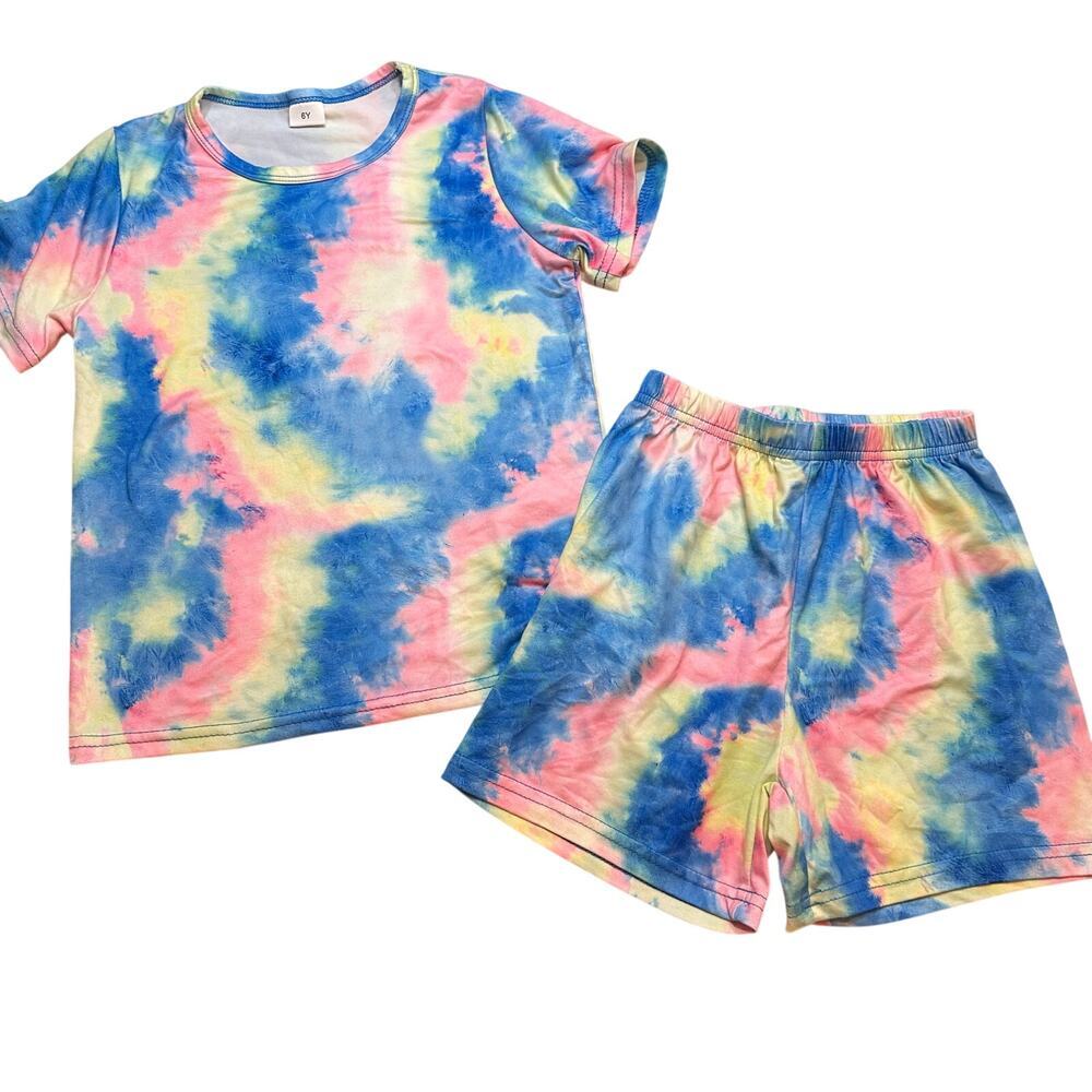 Pink Tie Dye Matching Set sz 6 Shorts and T-Shirt Outfit
